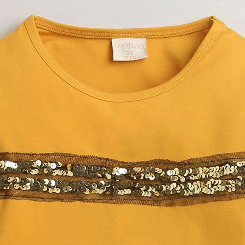 Mustard Sequin Detail Full Sleeve Top
