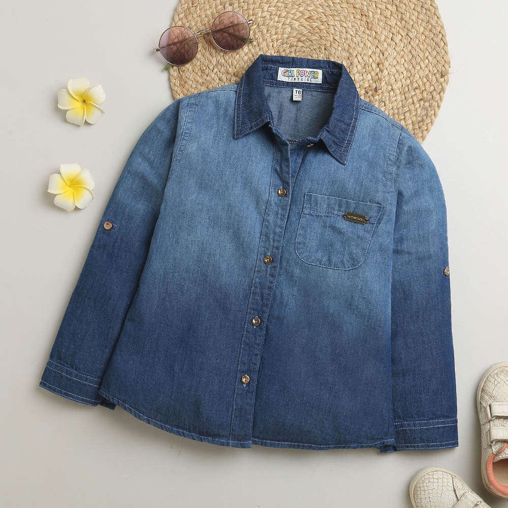 Dark Blue Denim Ombre Shirt
