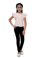 Light Peach Ruffle Sleeve Top for Girls