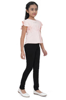 Light Peach Ruffle Sleeve Top for Girls