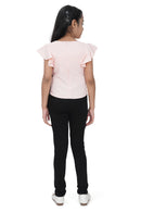 Light Peach Ruffle Sleeve Top for Girls