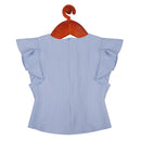 Sky Blue Frill Neck Top for Girls