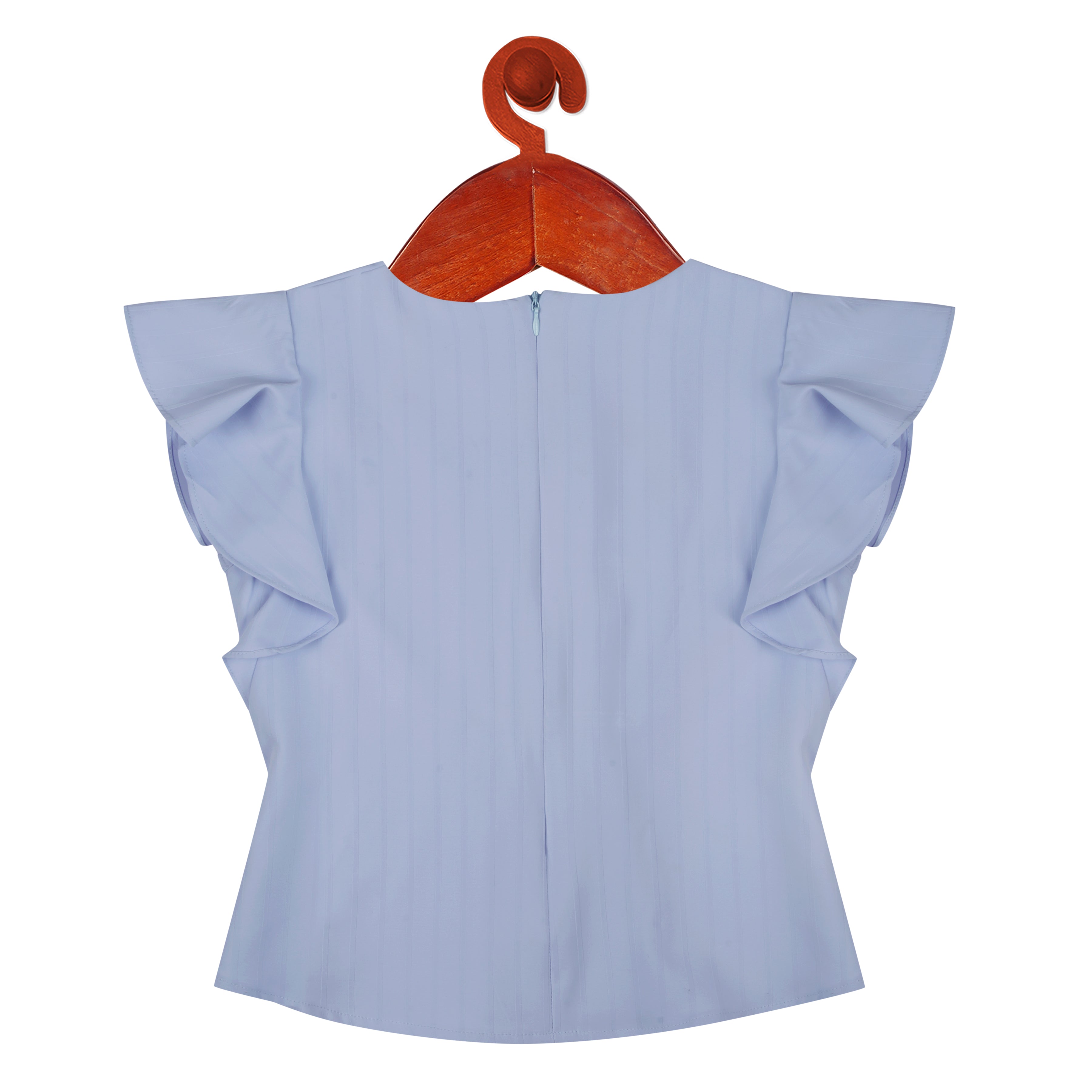 Sky Blue Frill Neck Top for Girls