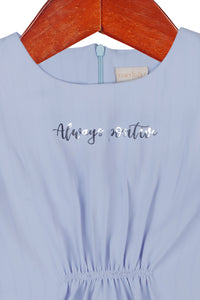 Sky Blue Frill Neck Top for Girls