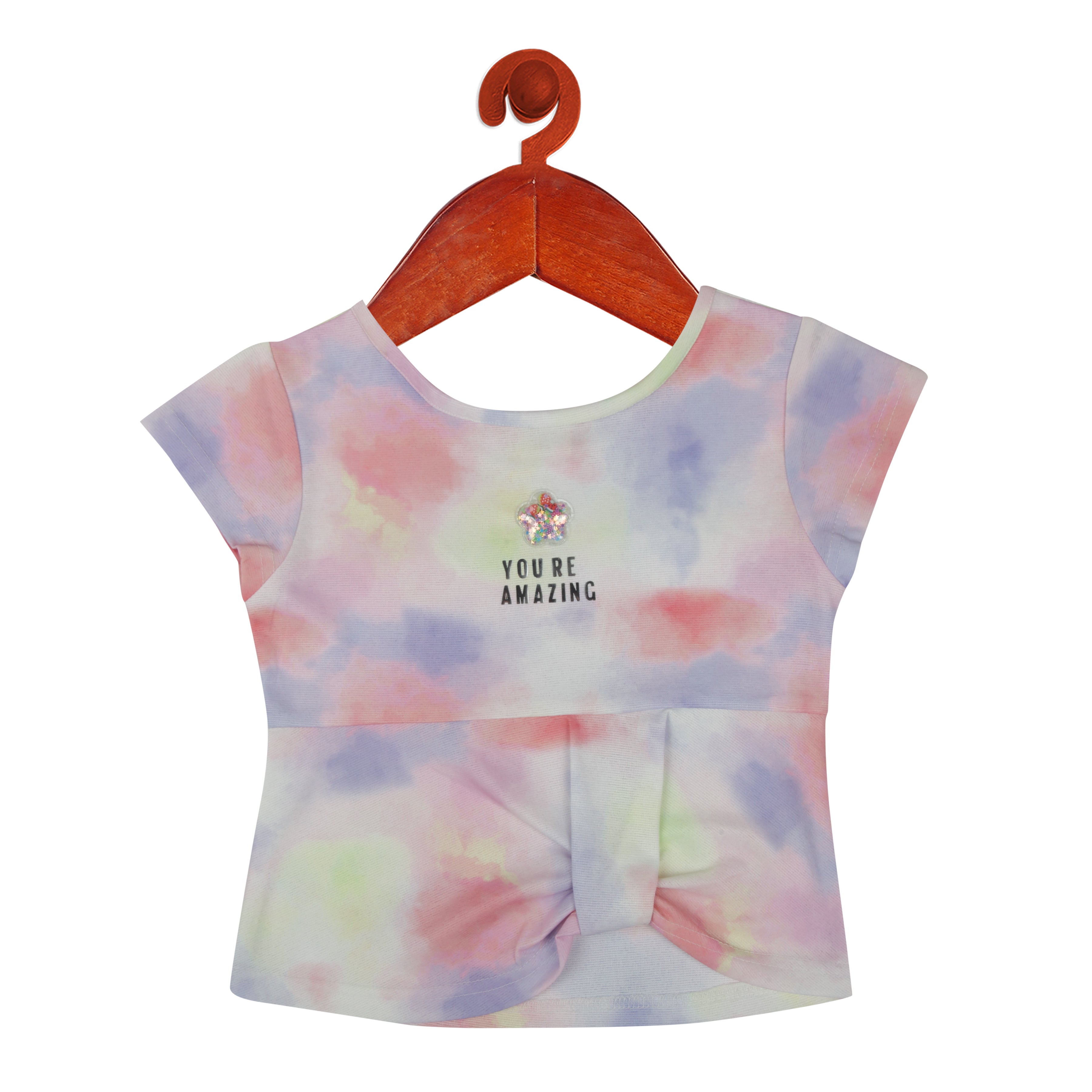 Pastel Tie-Dye Casual Top for Girls