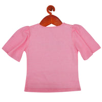 Pink Puff Sleeve Crop Top for Girls