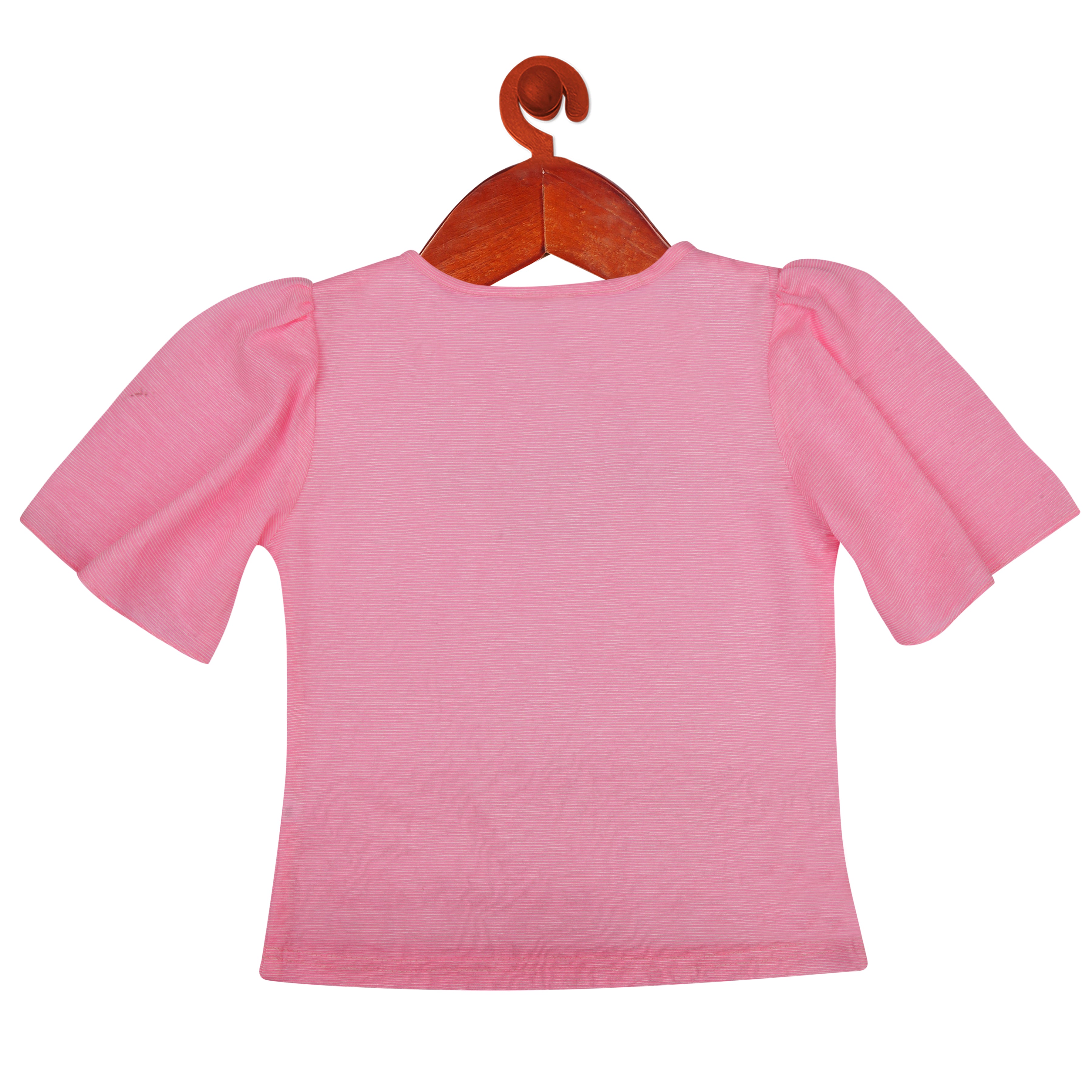 Pink Puff Sleeve Crop Top for Girls