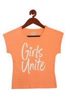 Girls Unite Slogan Crop Top – Peach