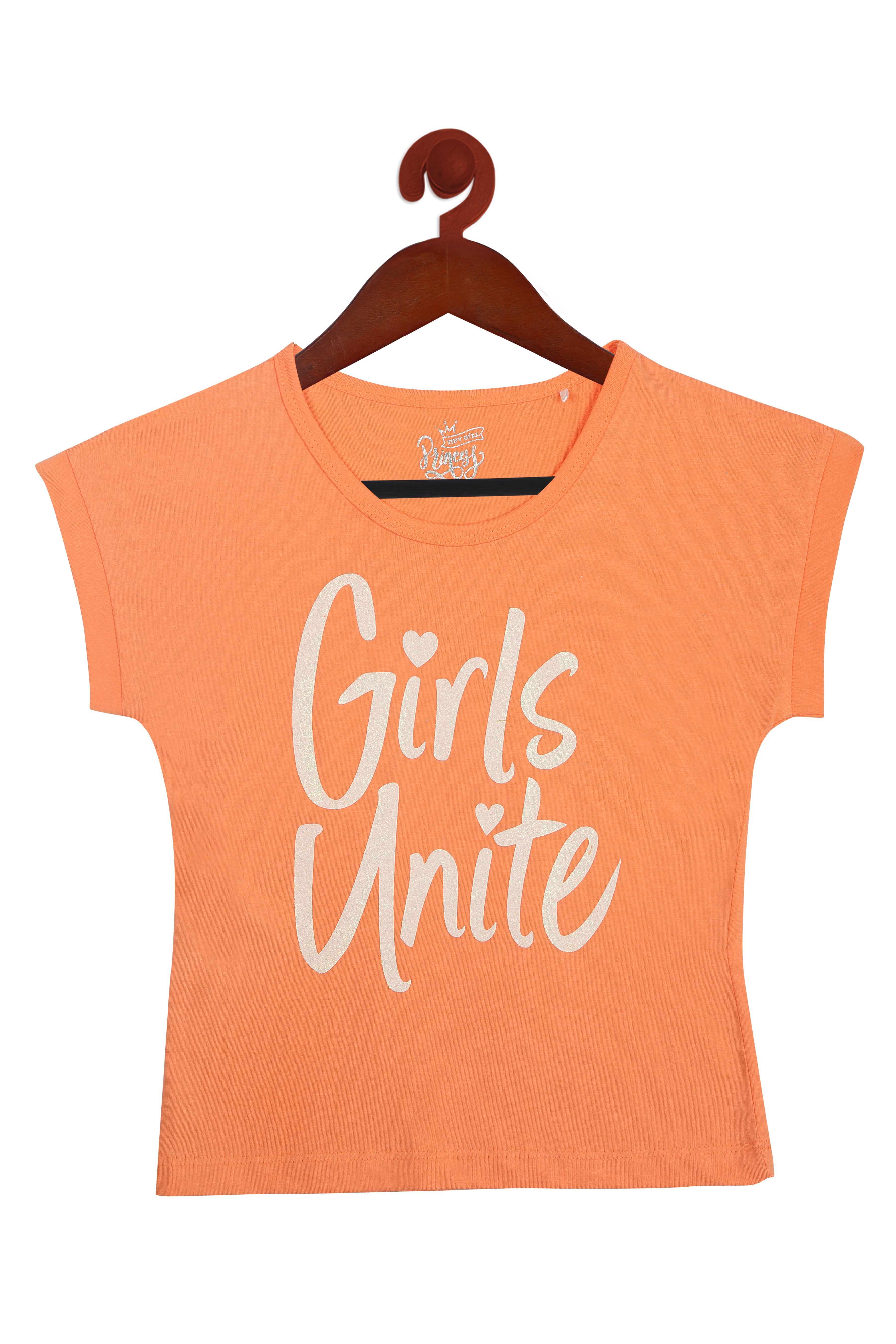 Girls Unite Slogan Crop Top – Peach