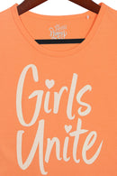 Girls Unite Slogan Crop Top – Peach