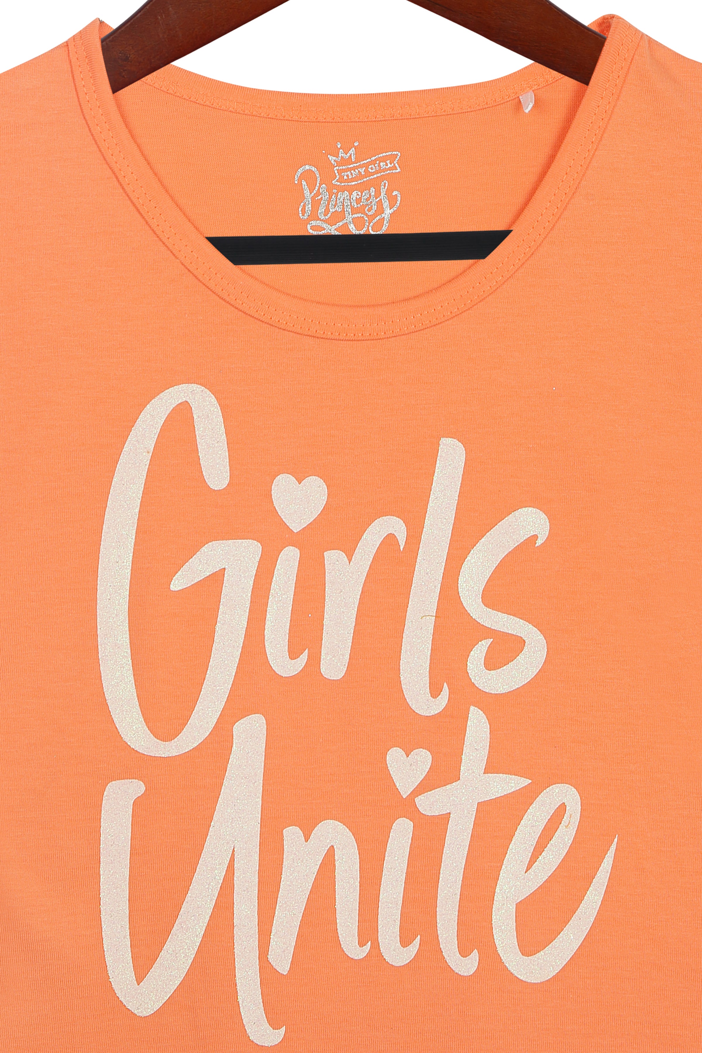 Girls Unite Slogan Crop Top – Peach