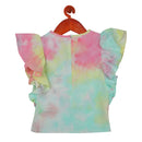 Girls Tie-Dye Frill Sleeve Top – Multicolor