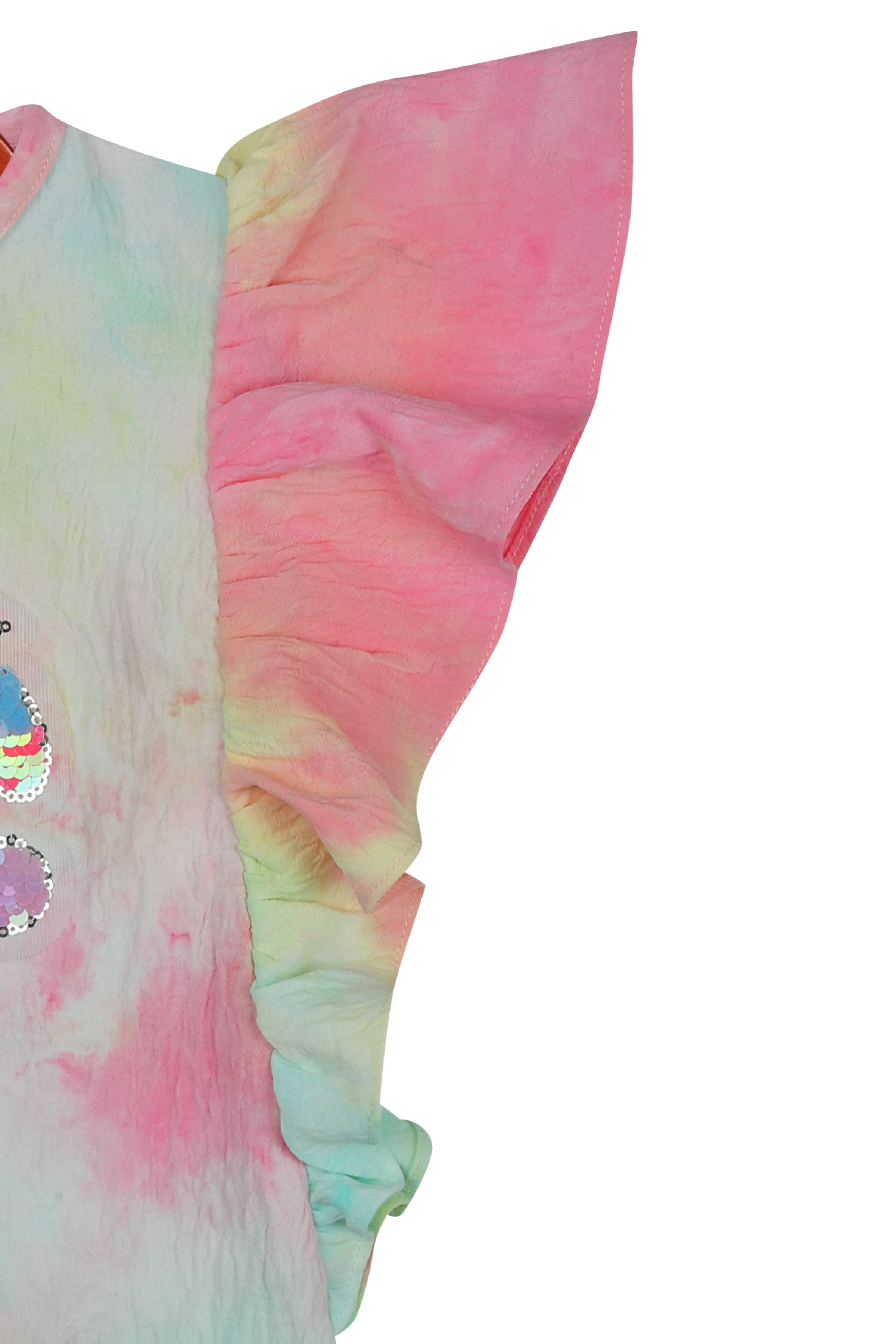 Girls Tie-Dye Frill Sleeve Top – Multicolor