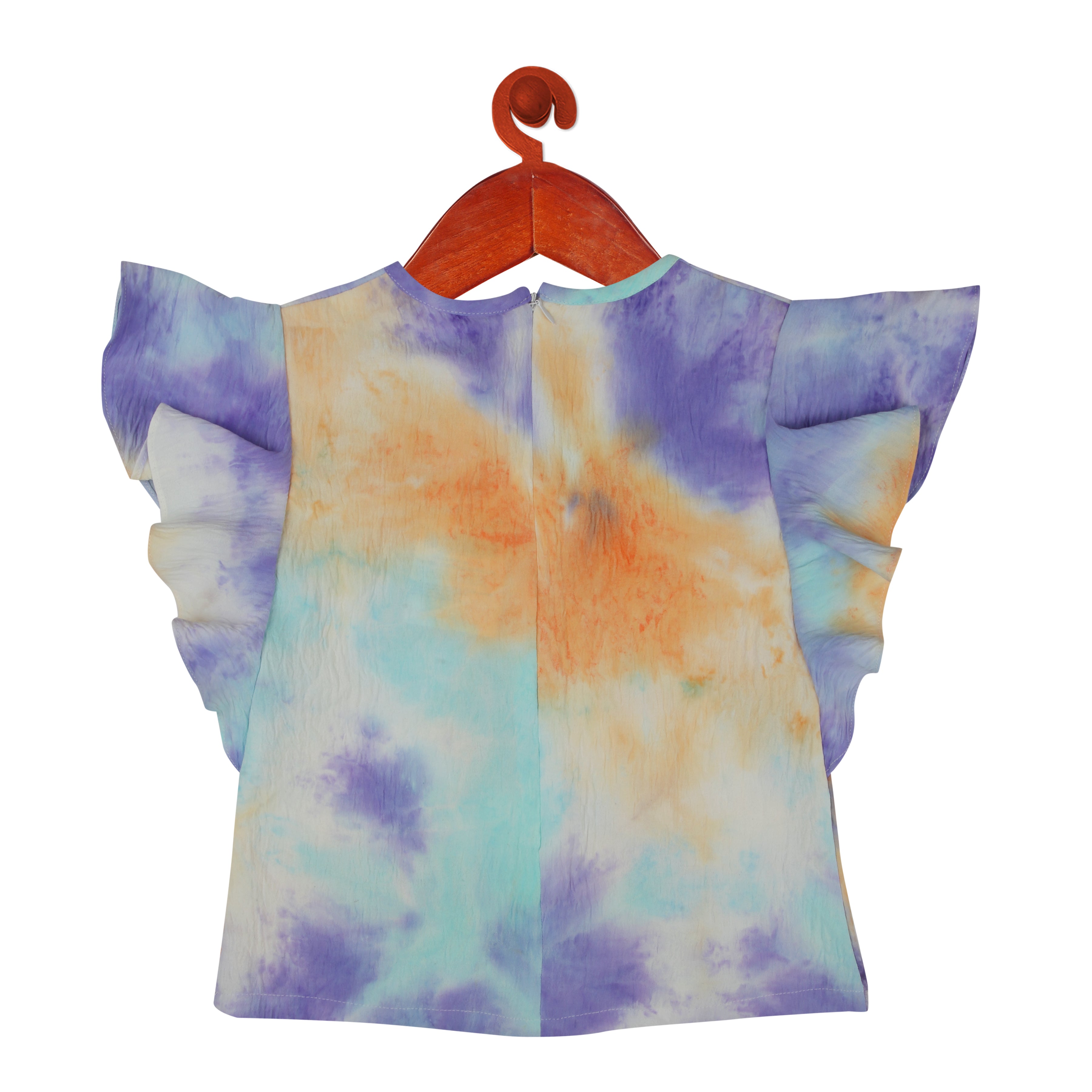 Girls Denim Zip Front Crop Top