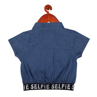 Girls Zipper Denim Top – Blue