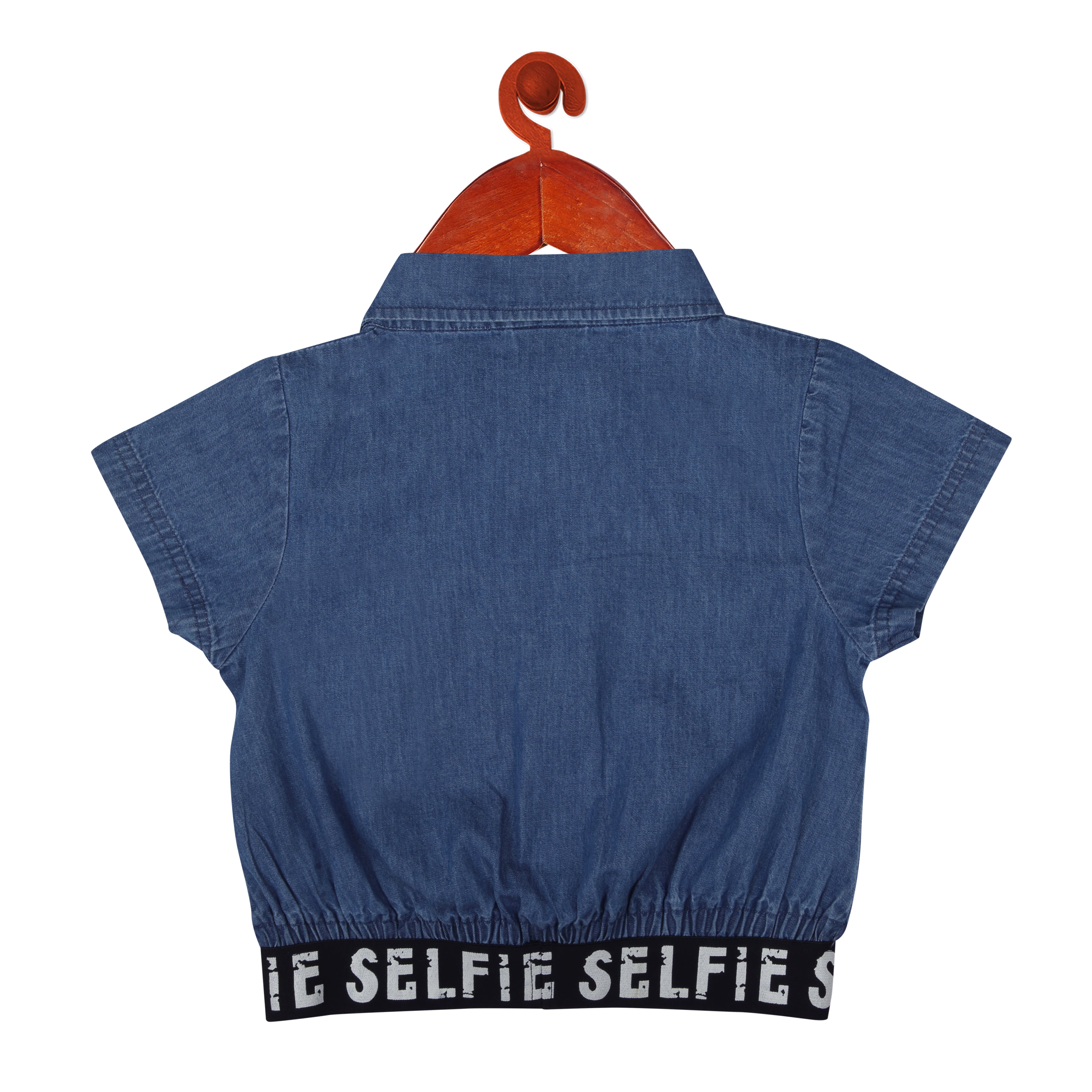 Girls Zipper Denim Top – Blue