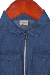 Girls Zipper Denim Top – Blue