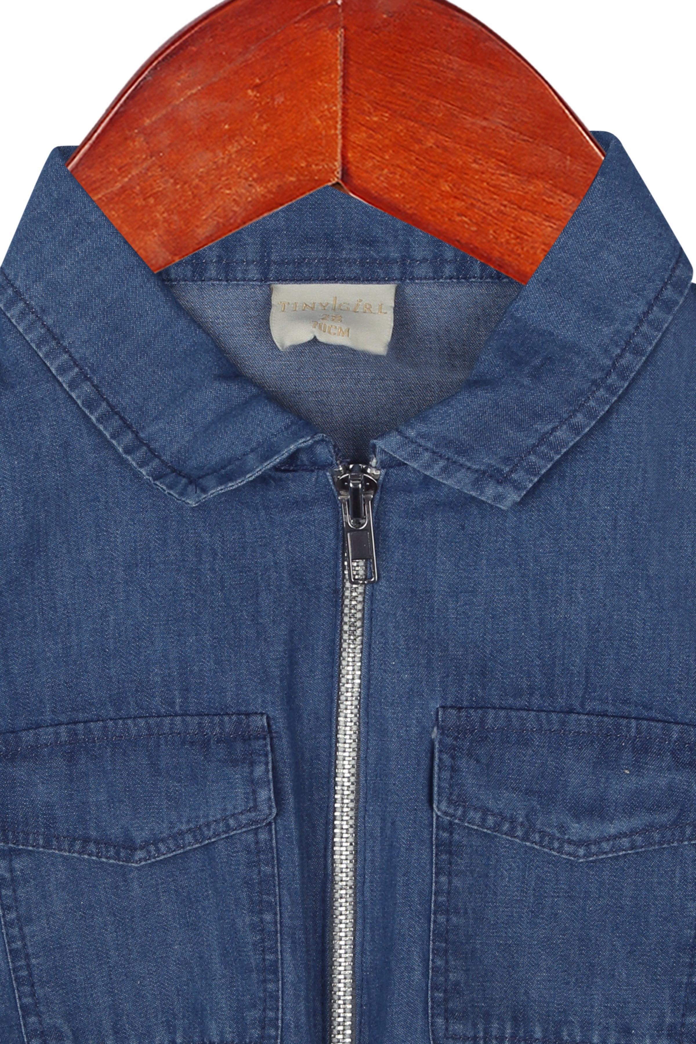 Girls Zipper Denim Top – Blue