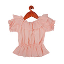 Peach Ruffle Sleeve Party Top for Girls