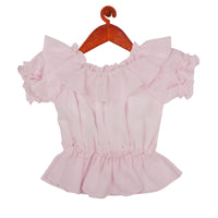 Pink Ruffle Sleeve Party Top for Girls