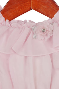 Pink Ruffle Sleeve Party Top for Girls