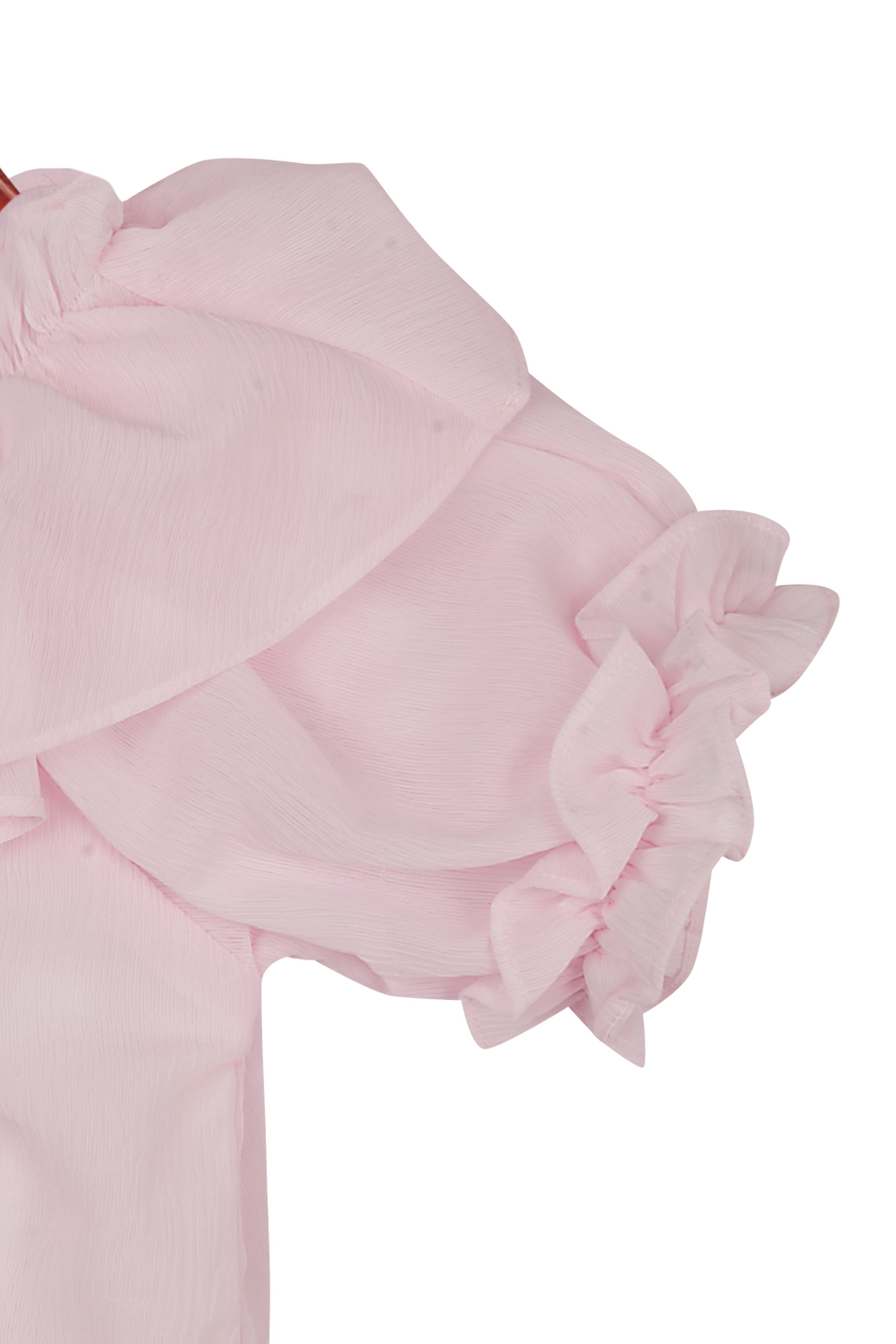 Pink Ruffle Sleeve Party Top for Girls
