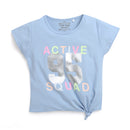 Sky Blue Printed Tie Knot Top for Girls