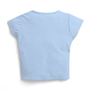 Sky Blue Printed Tie Knot Top for Girls