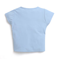 Sky Blue Printed Tie Knot Top for Girls