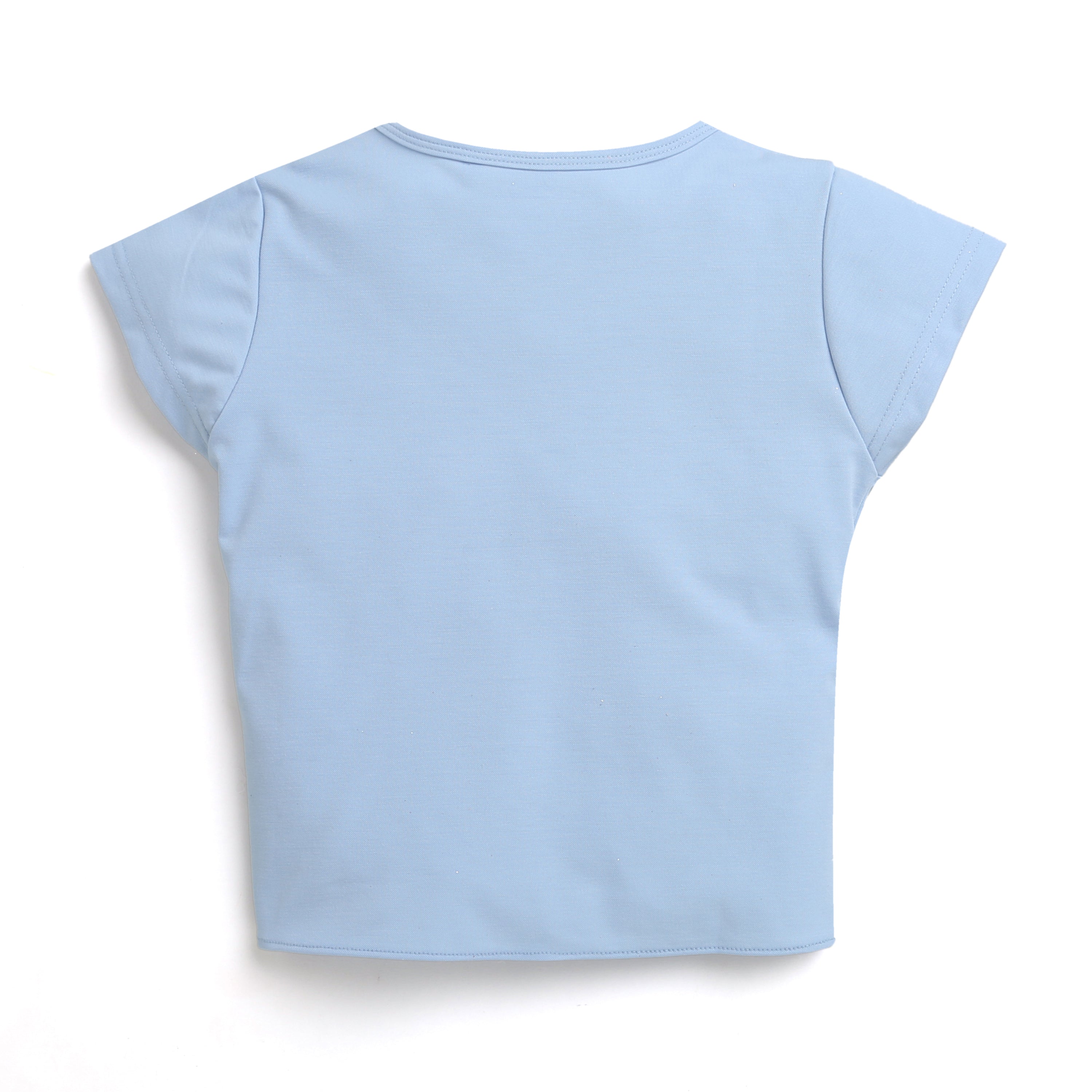 Sky Blue Printed Tie Knot Top for Girls
