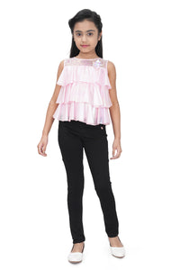 Pink Layered Frill Party Top for Girls