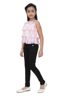Pink Layered Frill Party Top for Girls