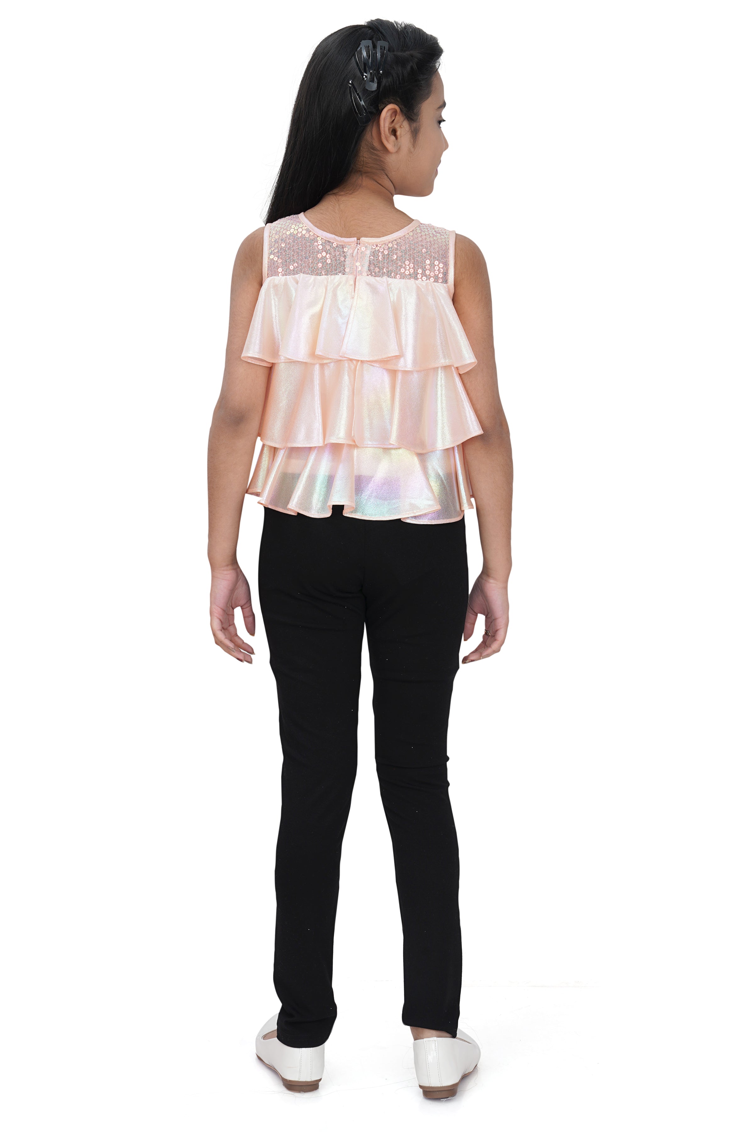 White Ruffle Layer Sleeveless Top for Girls