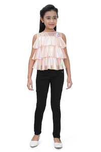 White Ruffle Layer Sleeveless Top for Girls