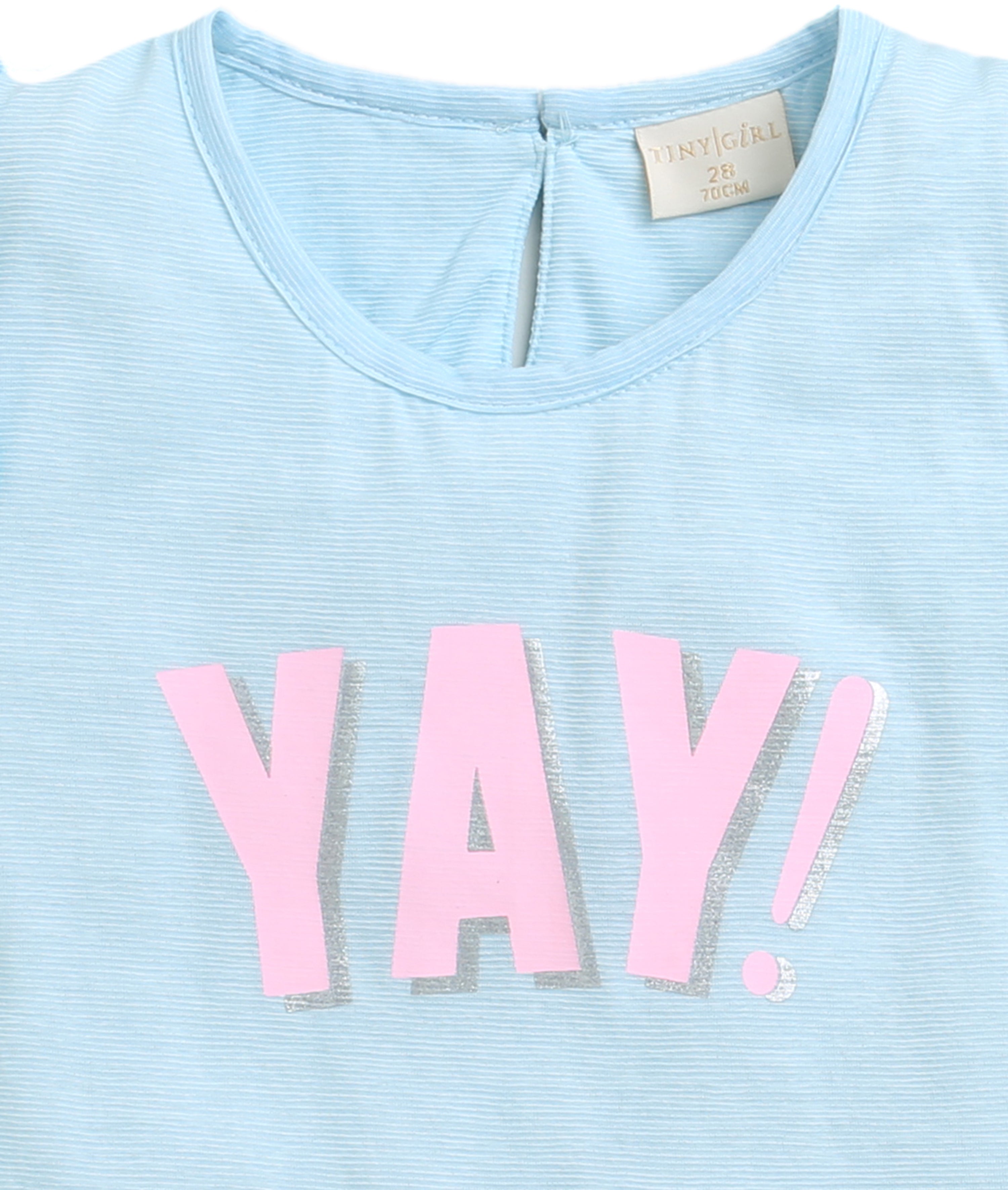 Blue "YAY" Ruffle Sleeve Top for Girls