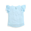 Blue "YAY" Ruffle Sleeve Top for Girls