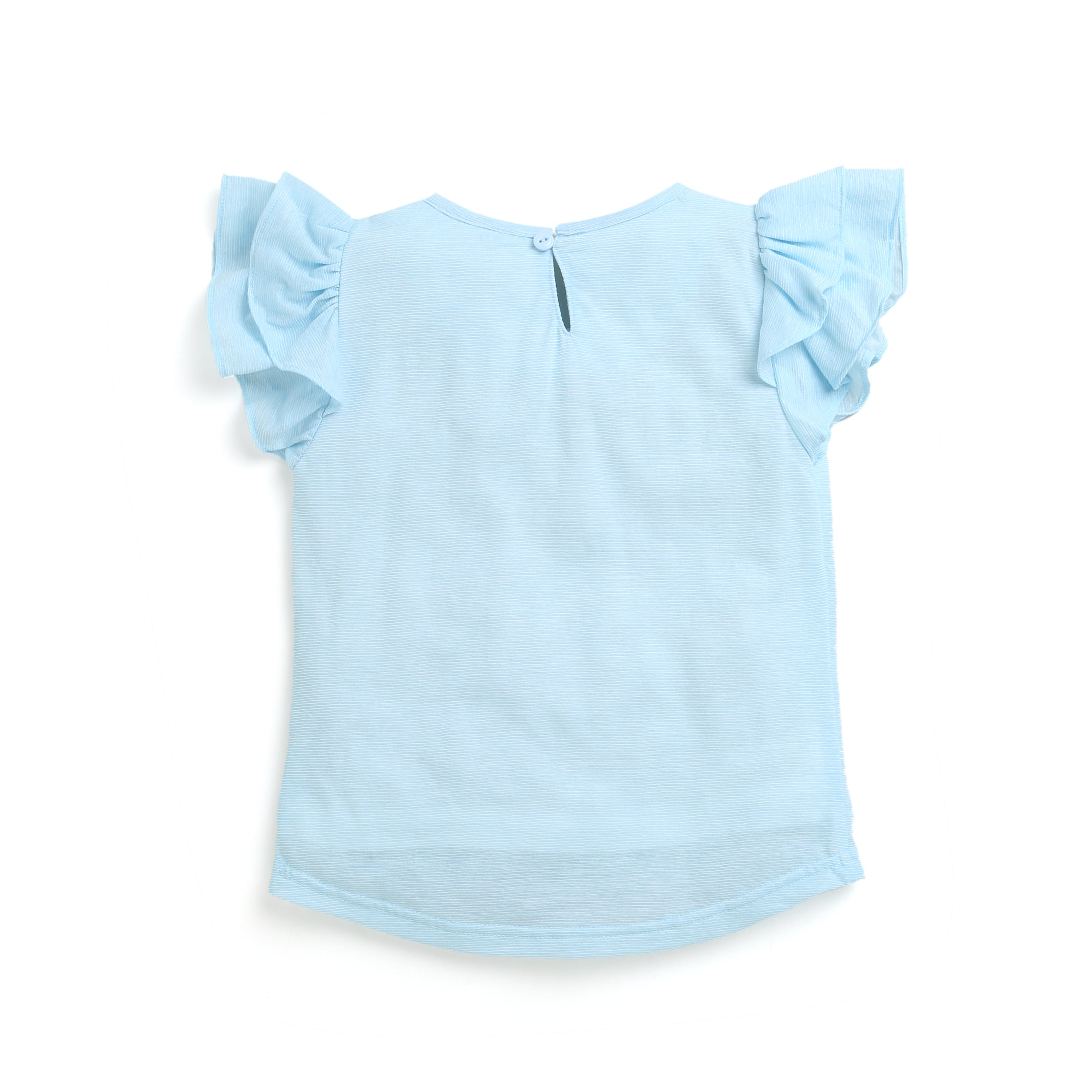 Blue "YAY" Ruffle Sleeve Top for Girls