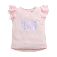 Orange "YAY" Ruffle Sleeve Top for Girls