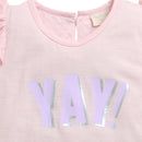 Orange "YAY" Ruffle Sleeve Top for Girls