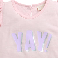 Orange "YAY" Ruffle Sleeve Top for Girls