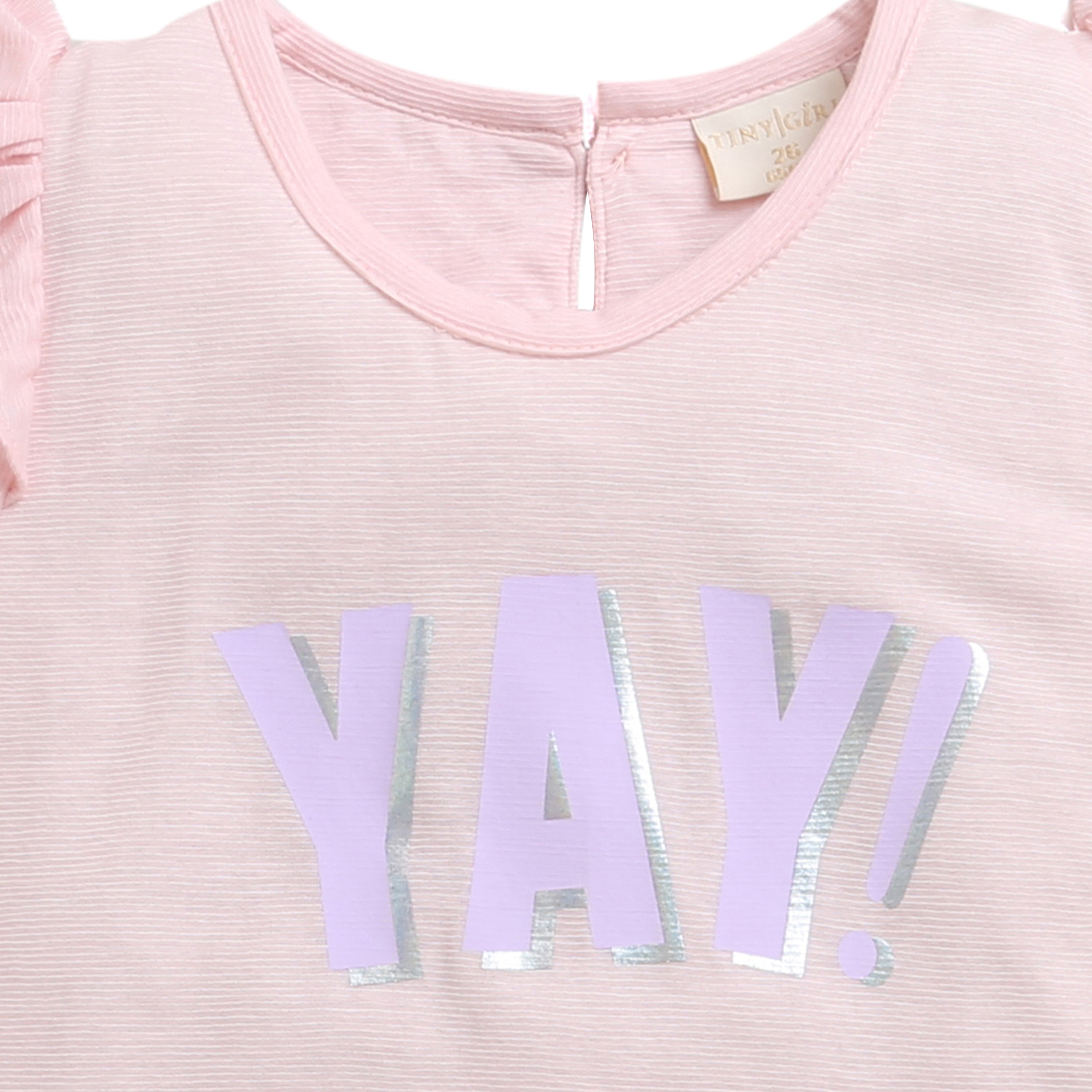 Orange "YAY" Ruffle Sleeve Top for Girls