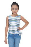 Sleeveless Striped Crop Top for Girls – Blue
