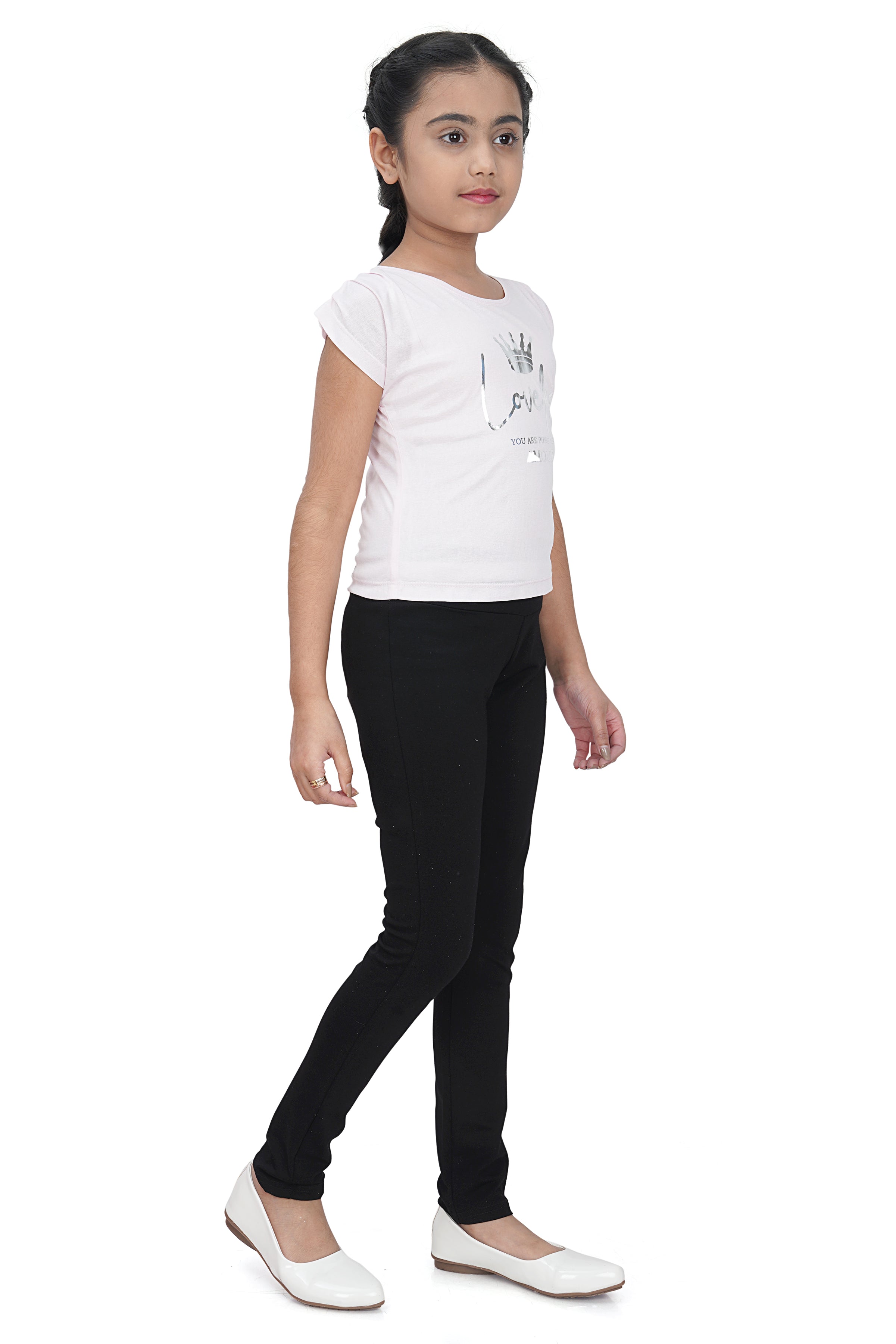 Pink Heart Print Casual Top for Girls