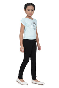 Sky Blue Heart Print Top for Girls