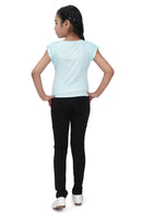 Sky Blue Heart Print Top for Girls