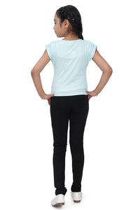 Sky Blue Heart Print Top for Girls