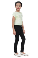 Mint Green Heart Print Top for Girls