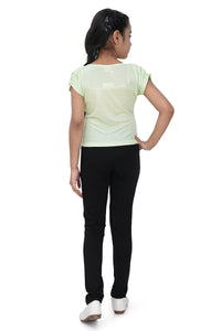 Mint Green Heart Print Top for Girls