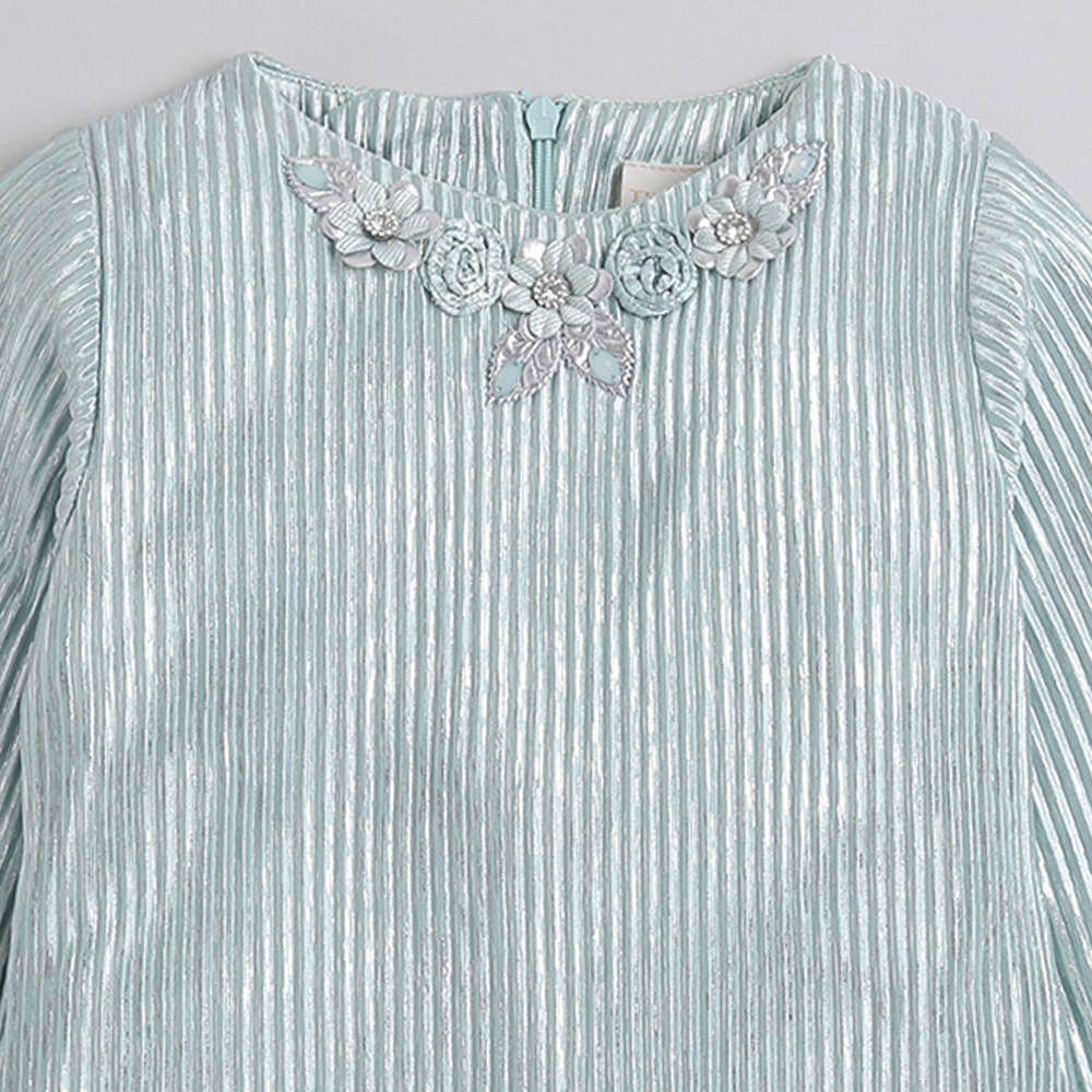 Tiny Girl Mint Floral Full Sleeve Top for Girls