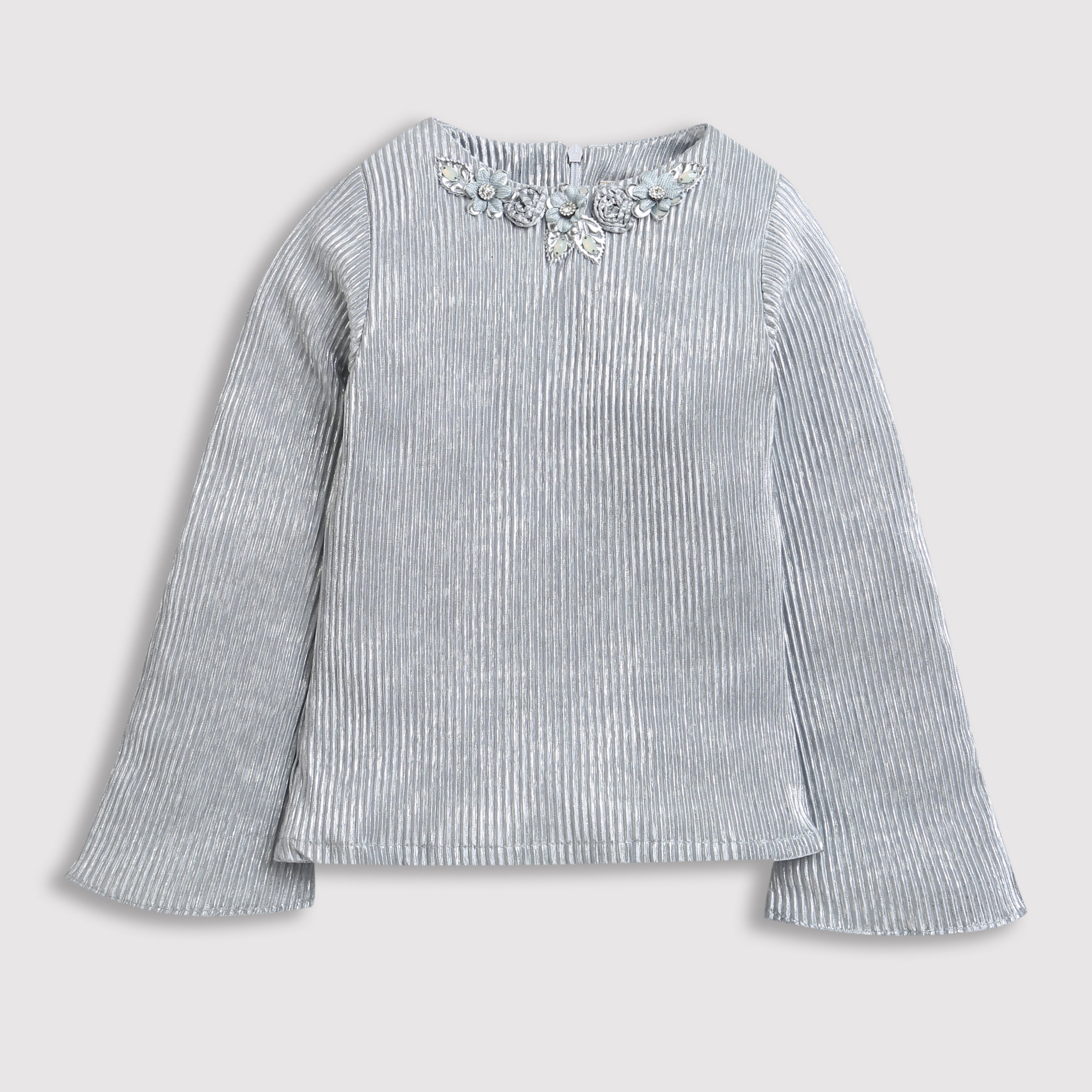 Tressel Silver Wavy Print Full Sleeve Top – Girls Casual Wear